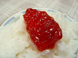 究極の朝食、筋子でご飯を食べる。