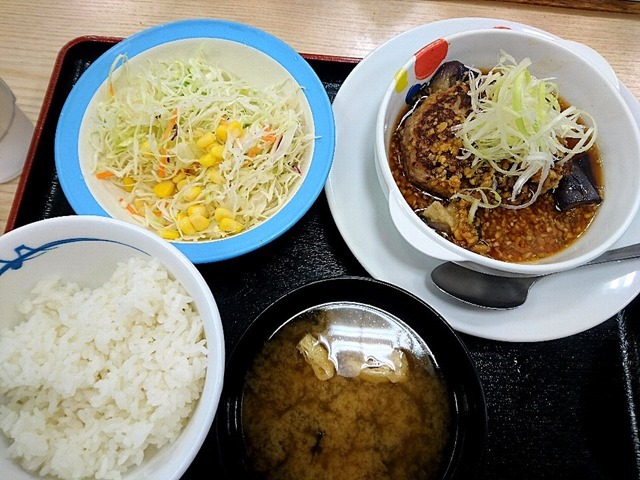 茄子とネギの香味醤油ハンバーグ定食