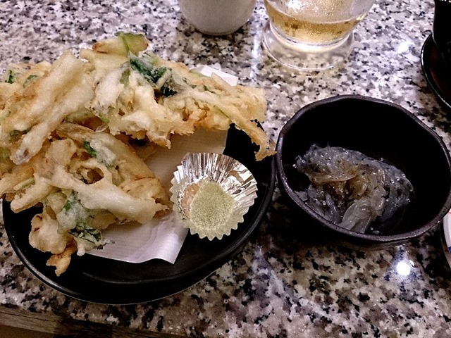白魚の天ぷらと生しらす