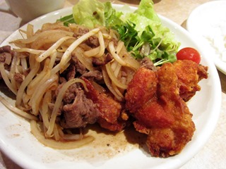 牛生姜焼き＆唐揚げ定食