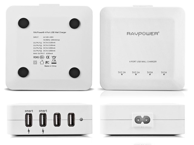 RAVPower_30W/6.2A_4ポート_USB急速充電器_RP-UC07 (ホワイト)