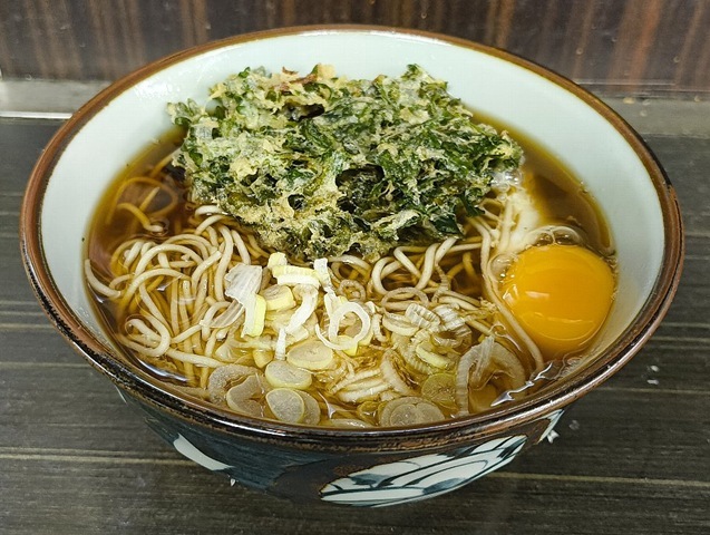 春菊天そばと生たまご