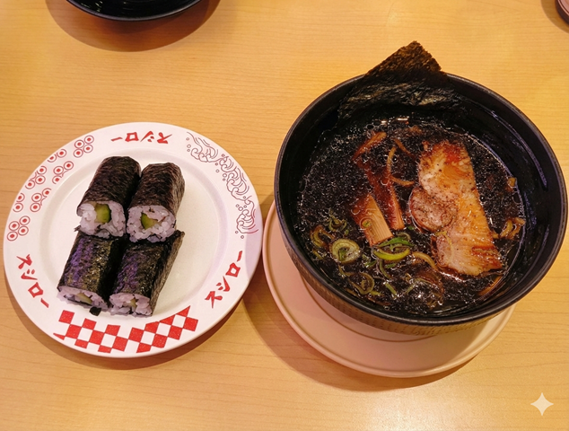きゅうり巻と黒山椒 濃口黒醤油ラーメン