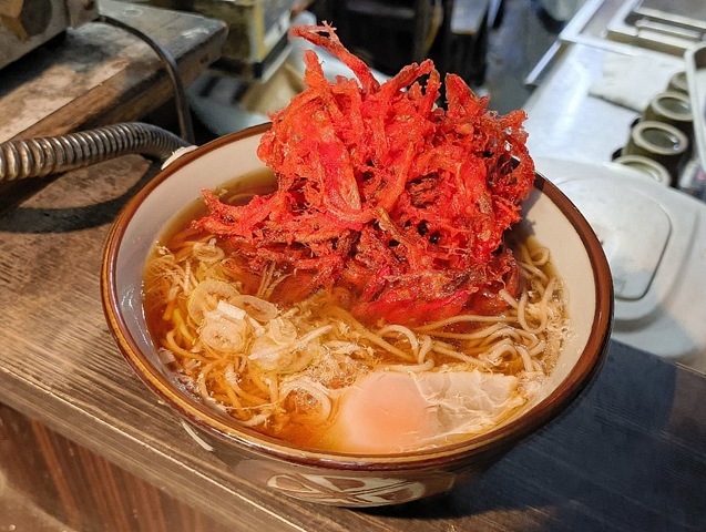 紅ショウガ天そば＋生たまご