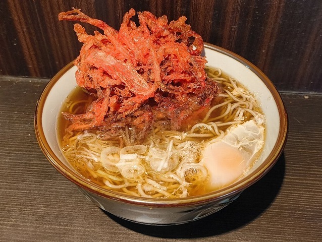 紅ショウガ天そば＋生たまご