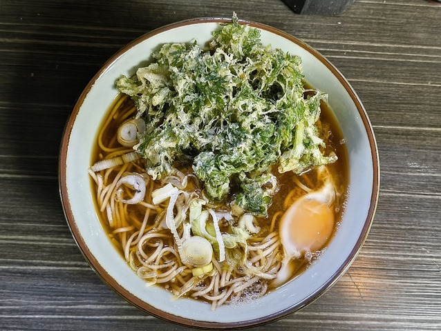春菊天そば＋たまご＝春菊天玉そば