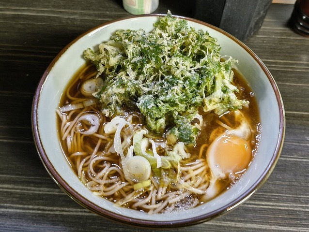 春菊天そば＋たまご＝春菊天玉そば