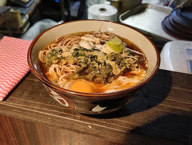 春菊天そば＋生たまご