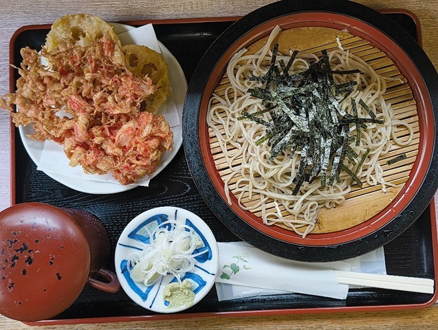 ざるそば＋蓮根天＋桜えび天