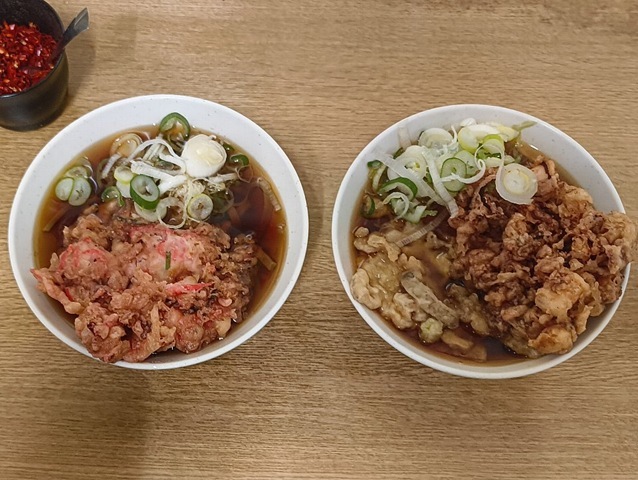 JKB＋太そば（小盛）とゲソ天＋蓮根と白菜天＋太そば（小盛）