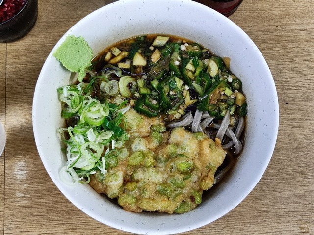 冷やし太そば＋山形だし＋枝豆天