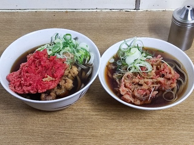 ジャンボゲソ天＋紅しょうが天＋太そばとJKB＋太そばハーフ