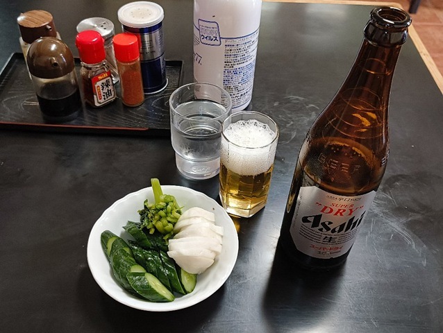 ビールと自家製ぬかづけ