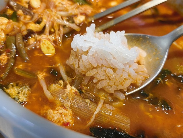調子にのってスプーンでとったご飯をスープに浸したのだ