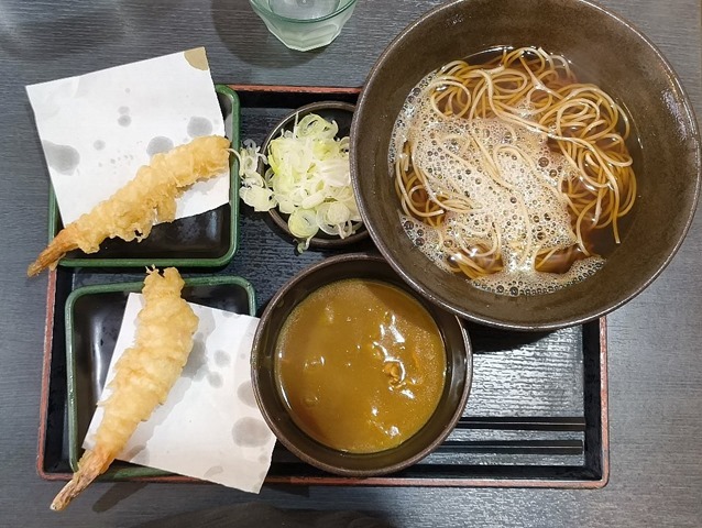 かけそば＋海老天×2＋カレールー