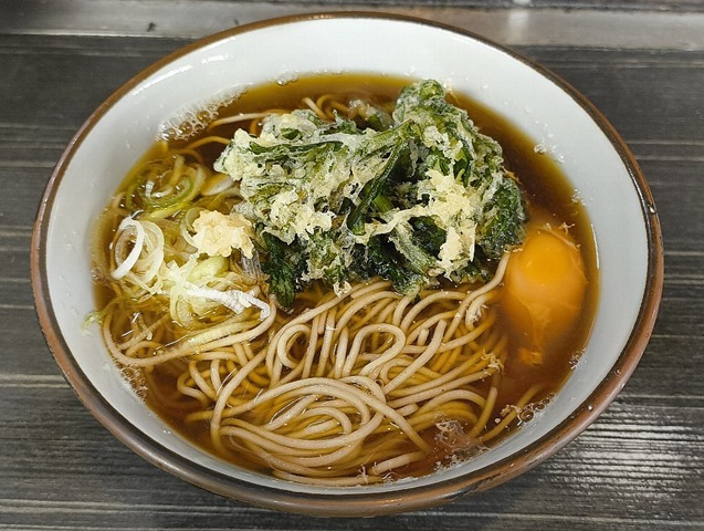 春菊天そばと生たまご
