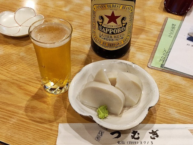 ビールと板わさ