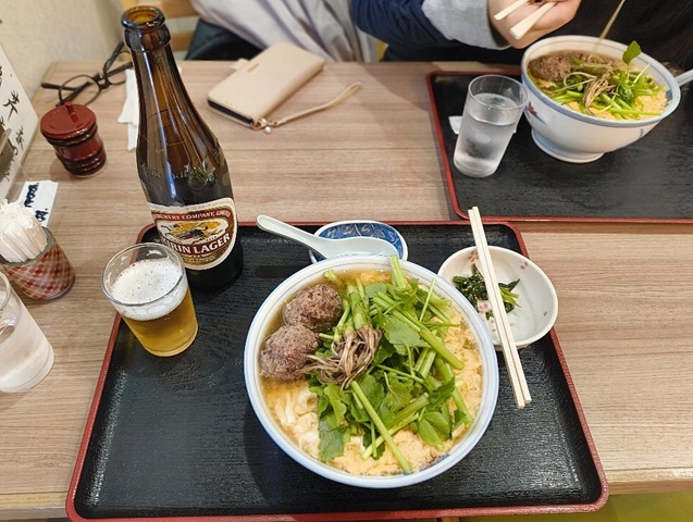 芹蕎麦とビール
