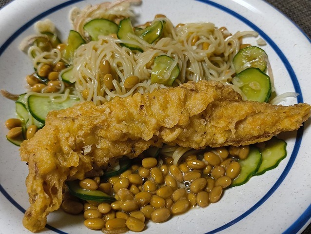 天ぷらも忘れやしない。ちゃんと納豆そうめんと一緒にたべたのだよ