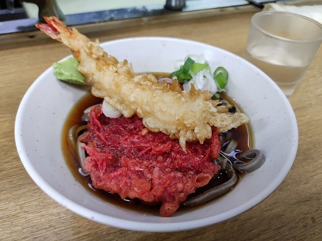 冷やし太蕎麦ハーフ＋紅しょうが天