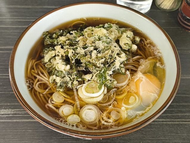 春菊天そば＋ 生たまご