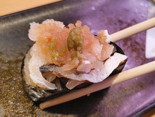 皮のポン酢ジュレ和え軍艦