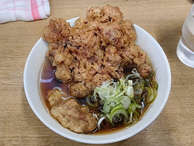 ジャンボゲソ天＋牡蠣天＋太そば（小盛）