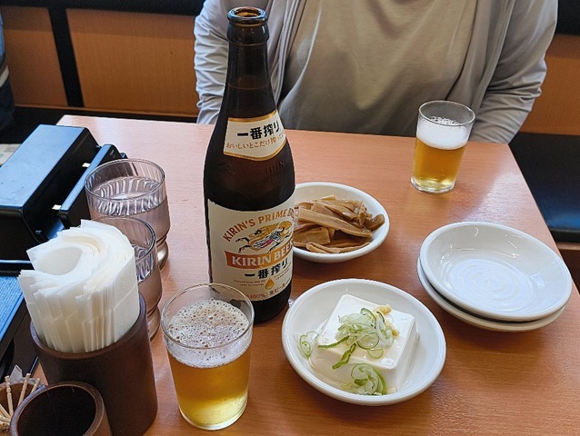 ビールとメンマと冷奴