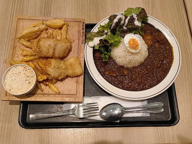 フィッシュ＆チップスと欧風ビーフカレー