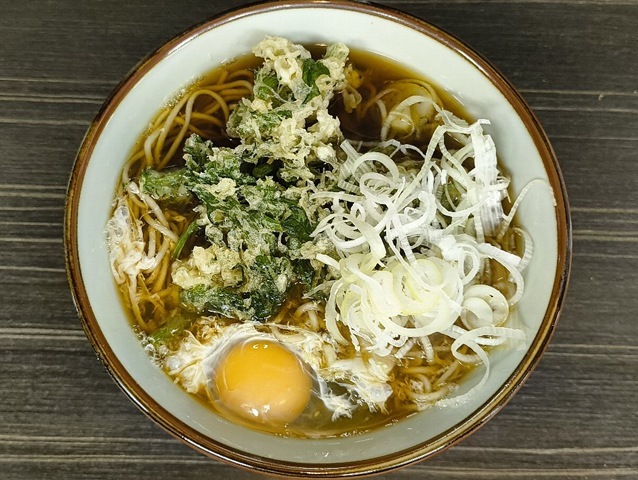春菊天そば＋ 生たまご